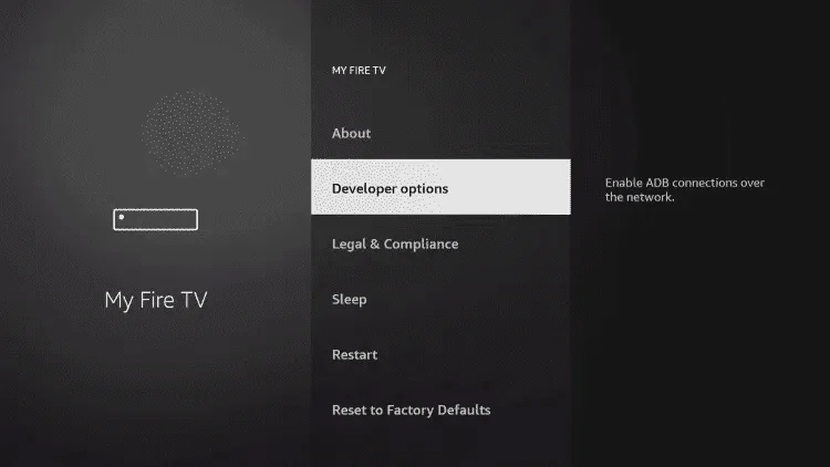 Étape 9 - Options du développeur Trimix IPTV
