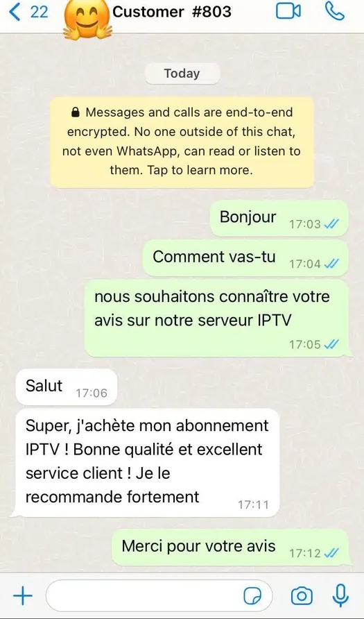 Avis client Trimix IPTV WhatsApp 1